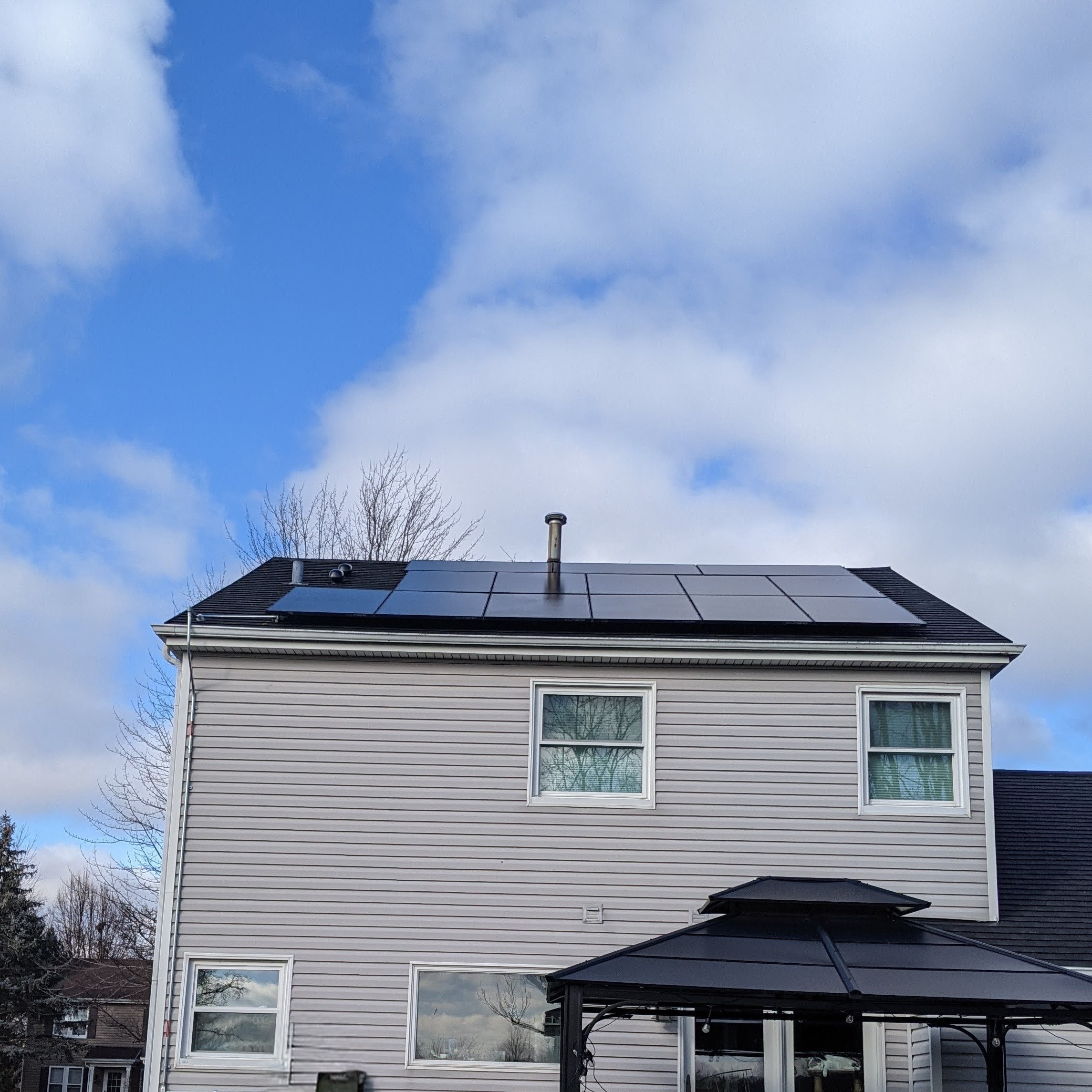 Rooftop solar rear elevation Illinois home